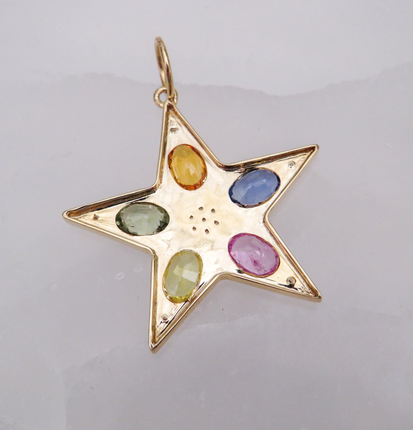 14K Yellow Gold Star Pendant with Multicolor Sapphires & Diamonds