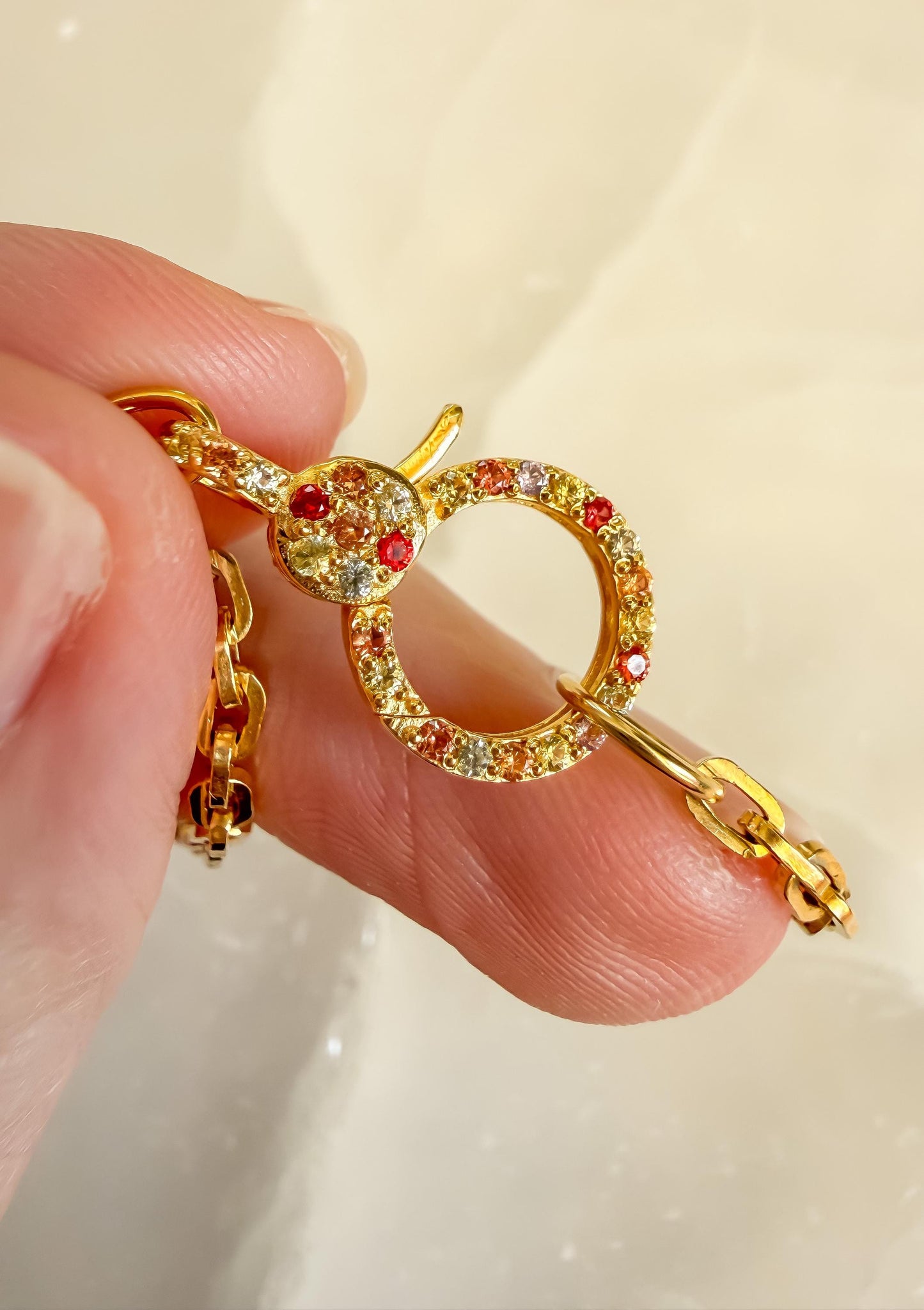 14K Yellow Gold Rainbow Sapphire Charm Holder Necklace