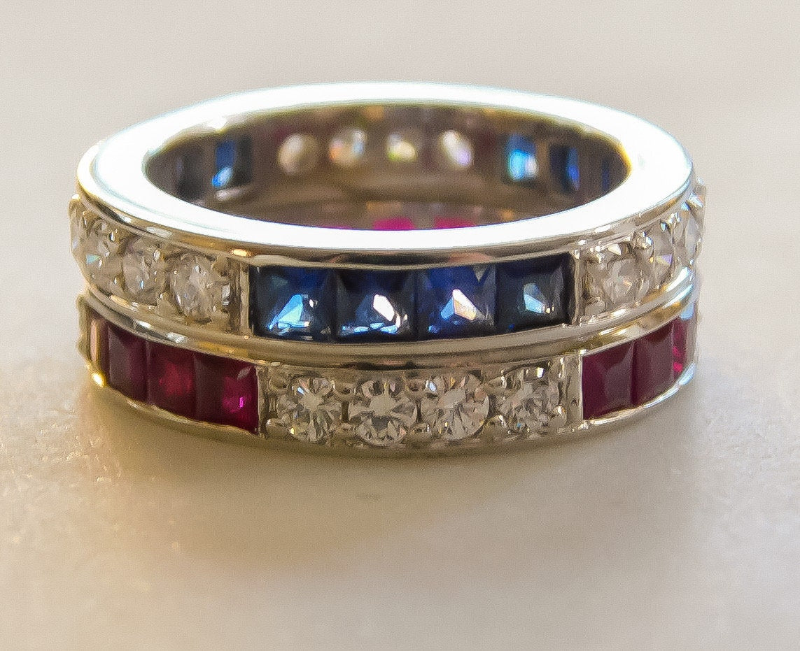 Estate Diamond and Ruby Eternity Band