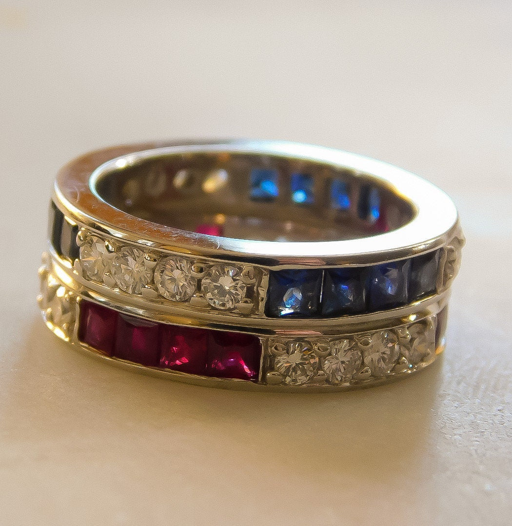 Estate Diamond and Ruby Eternity Band