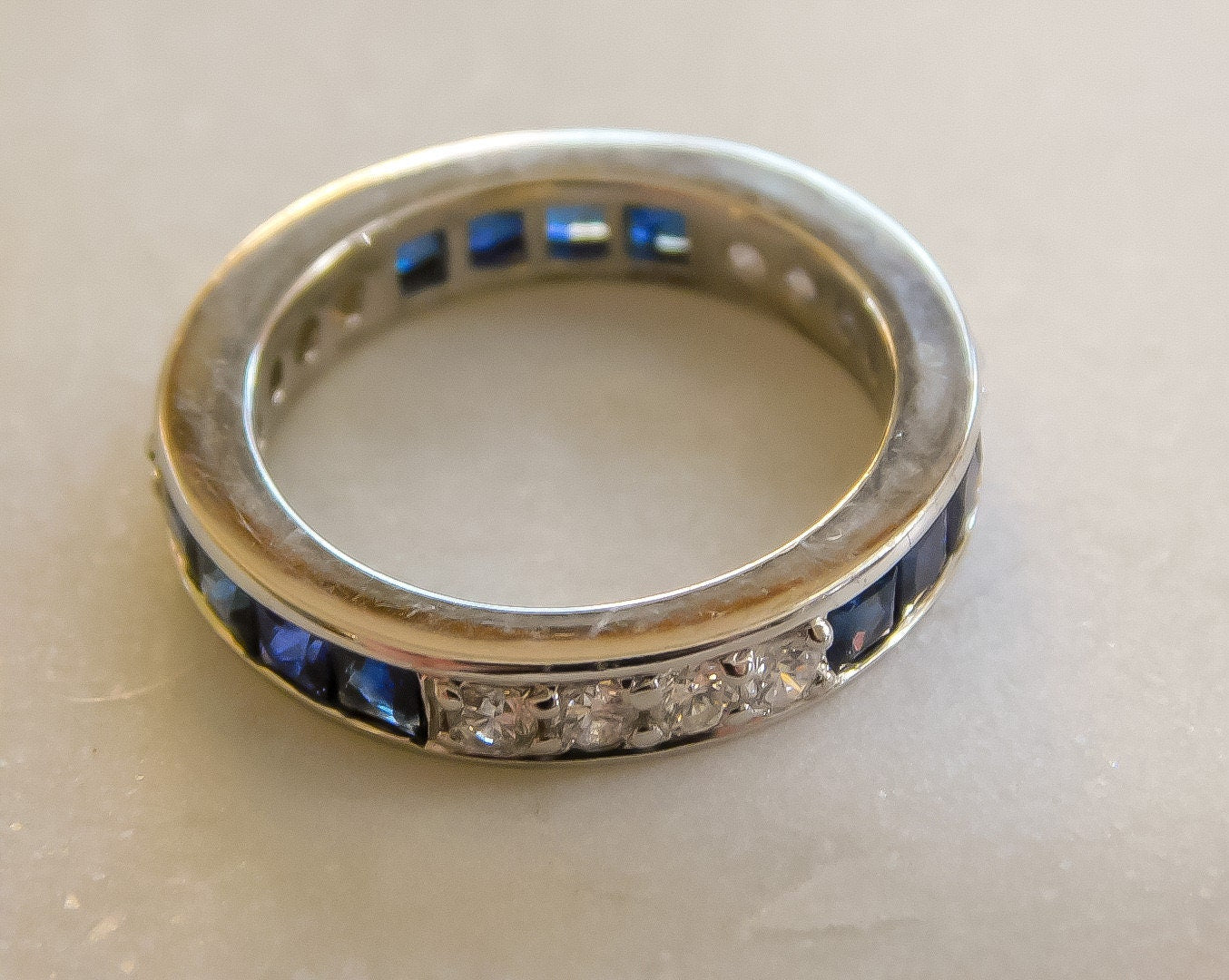 Estate Diamond and Sapphire Eternity Band