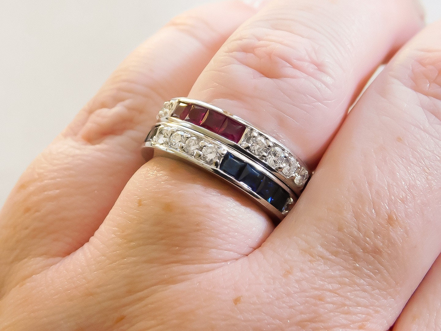 Estate Diamond and Ruby Eternity Band