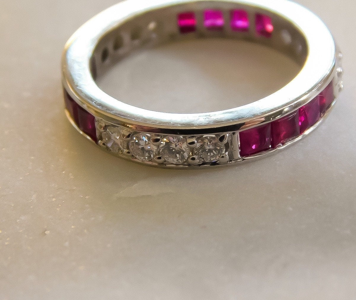 Estate Diamond and Ruby Eternity Band