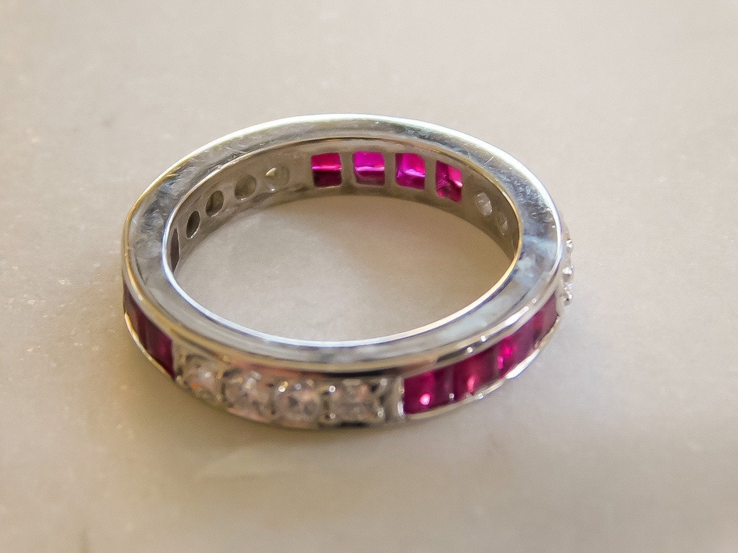 Estate Diamond and Ruby Eternity Band