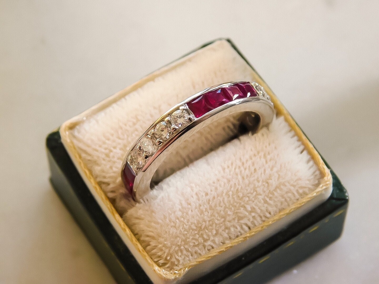 Estate Diamond and Ruby Eternity Band