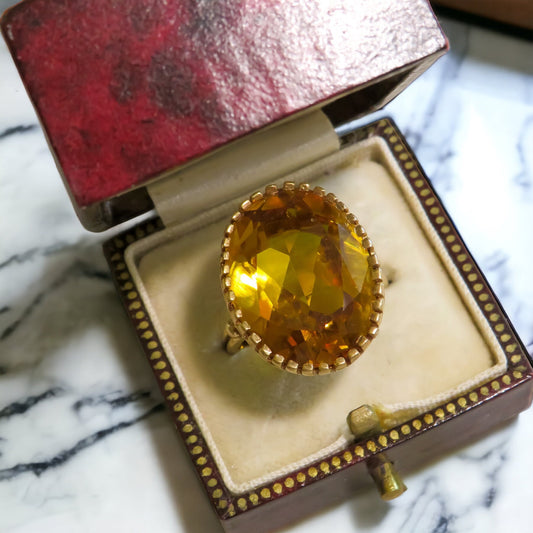 Antique Yellow Sapphire Cocktail Ring