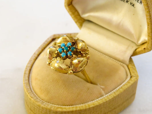 Vintage Birks Turquoise and 18K Gold Ring