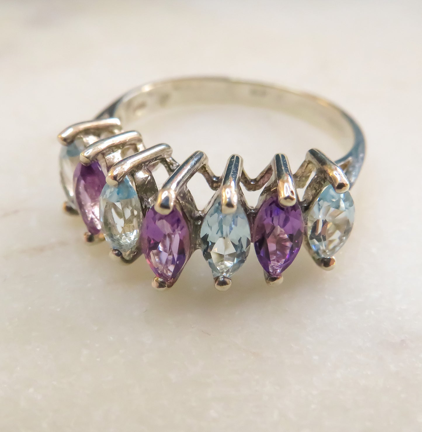 Vintage Amethyst and Blue Topaz Marquise Band