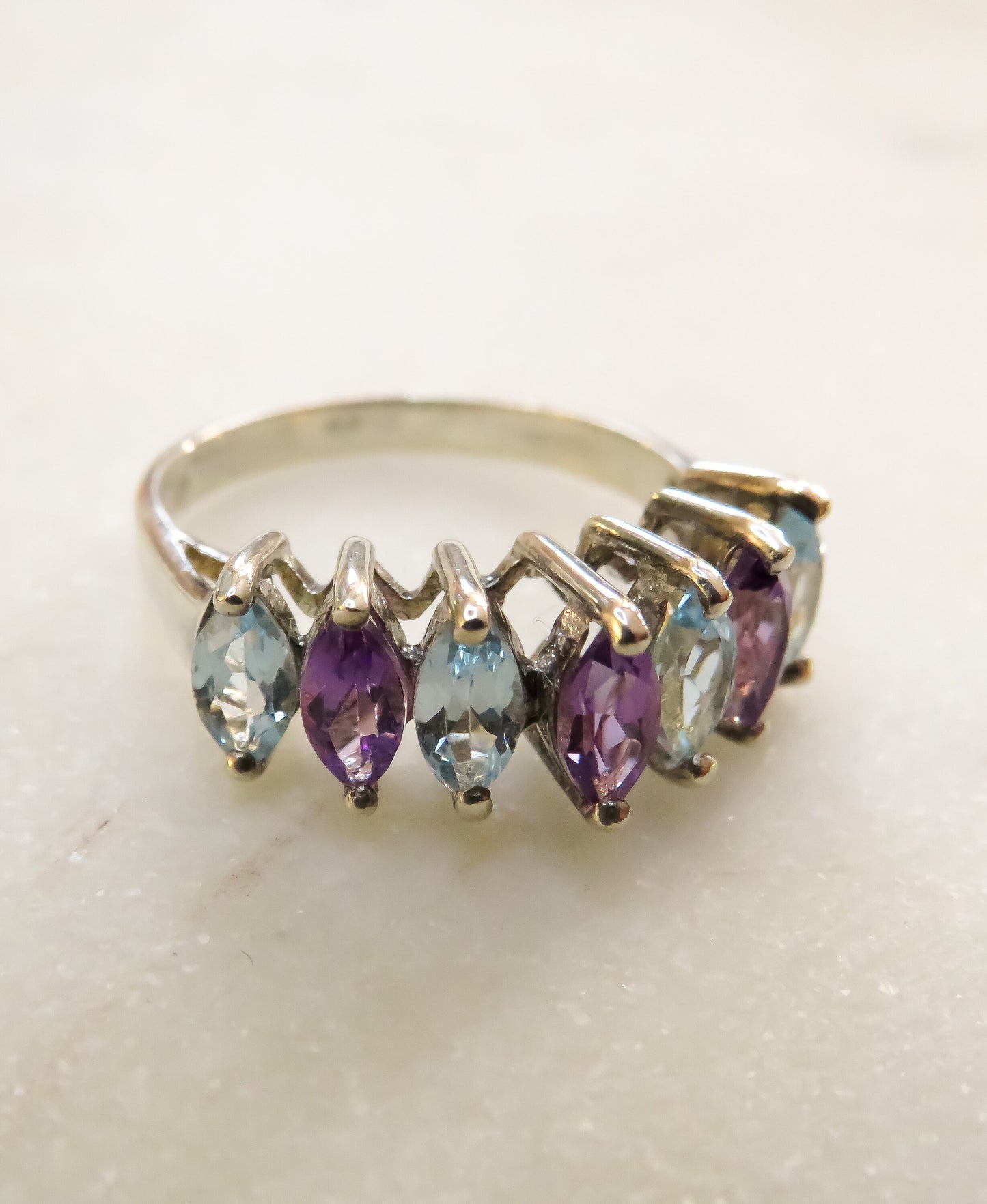 Vintage Amethyst and Blue Topaz Marquise Band