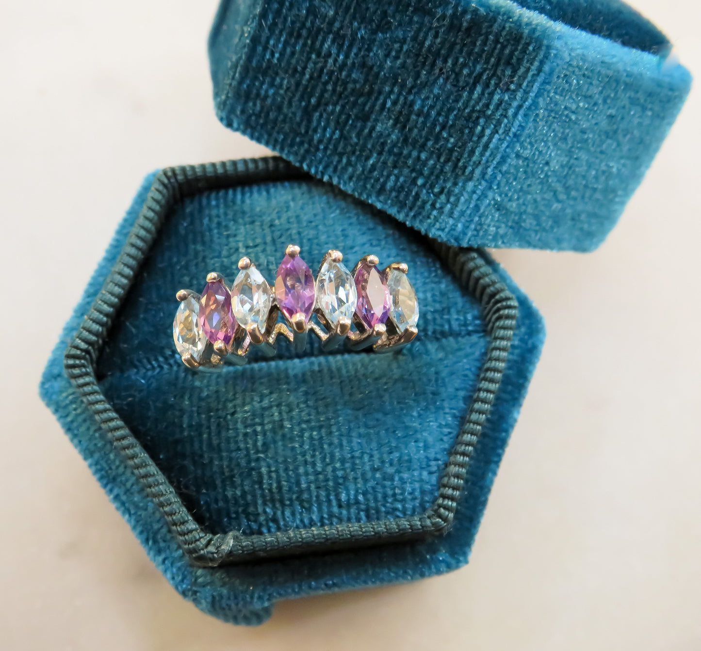 Vintage Amethyst and Blue Topaz Marquise Band