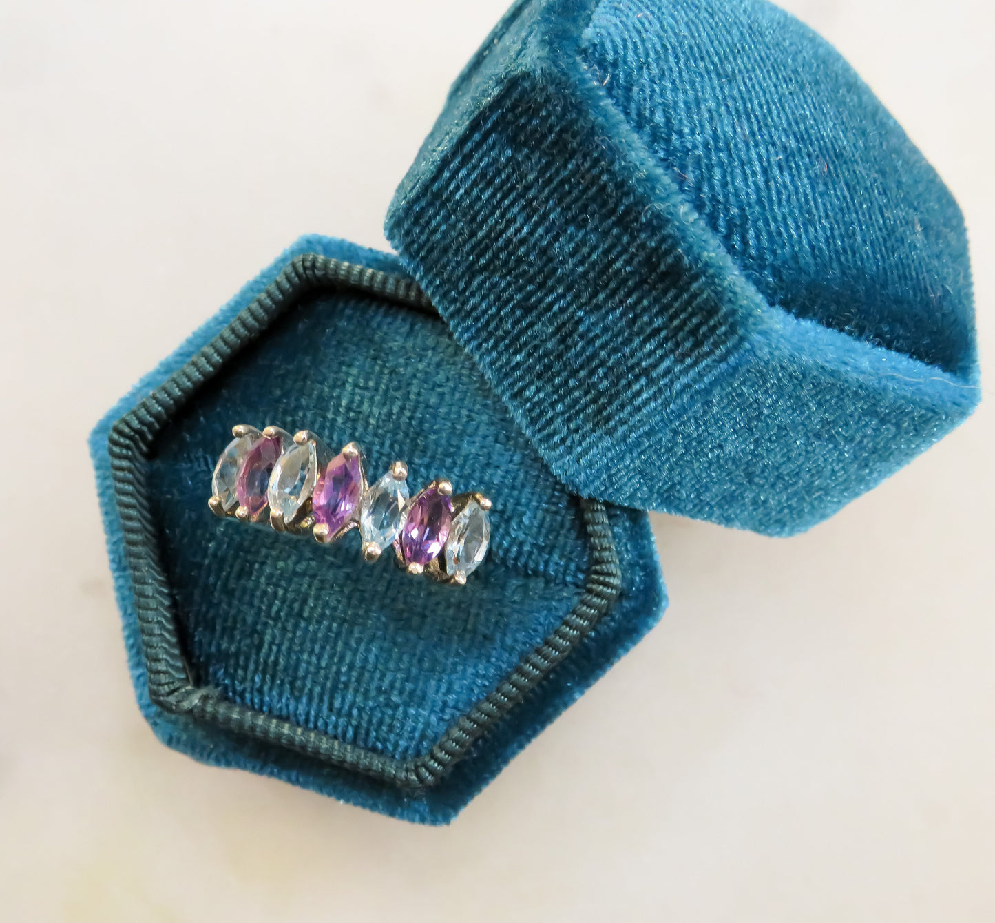 Vintage Amethyst and Blue Topaz Marquise Band