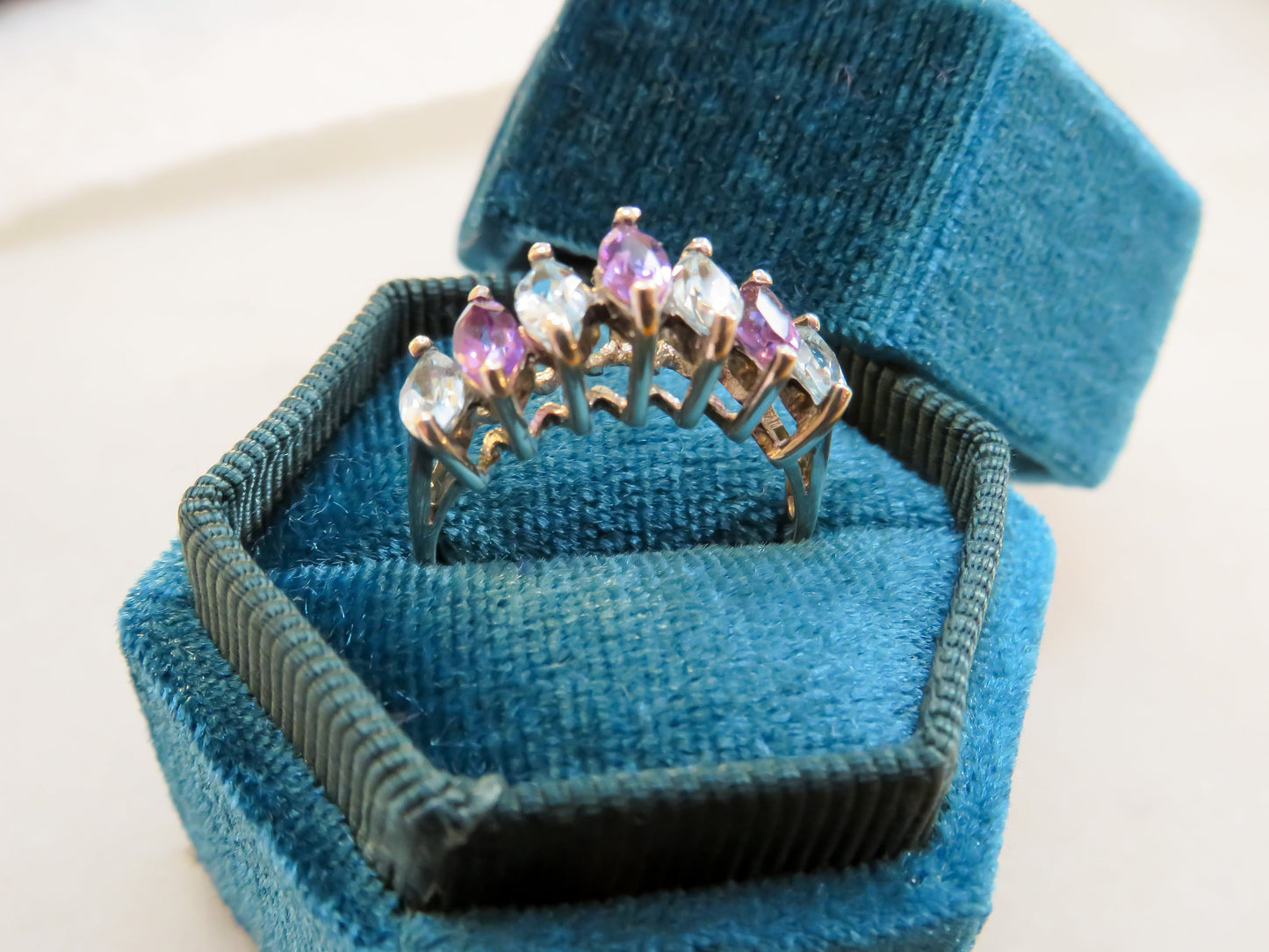 Vintage Amethyst and Blue Topaz Marquise Band