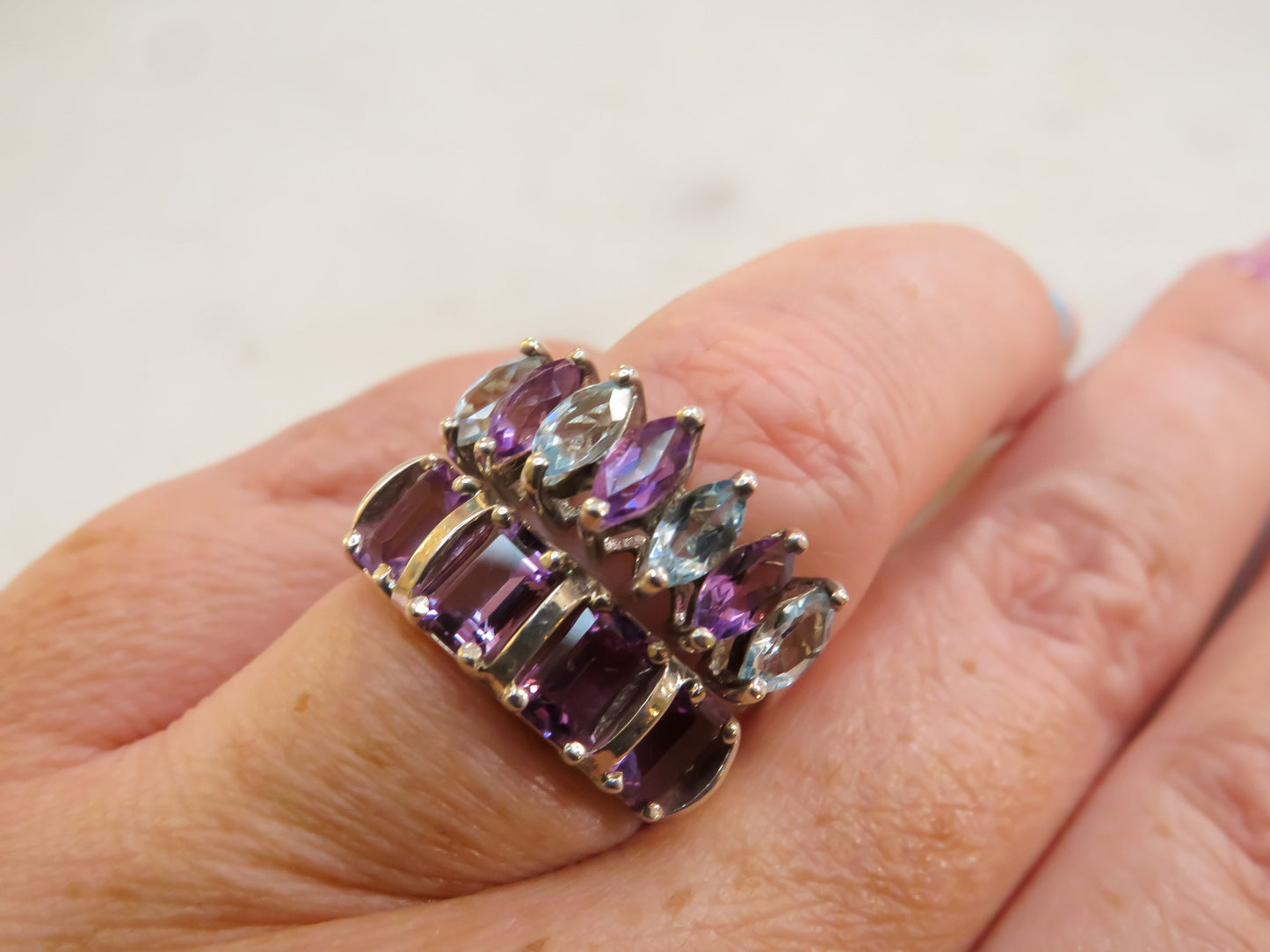 Vintage Amethyst and Blue Topaz Marquise Band