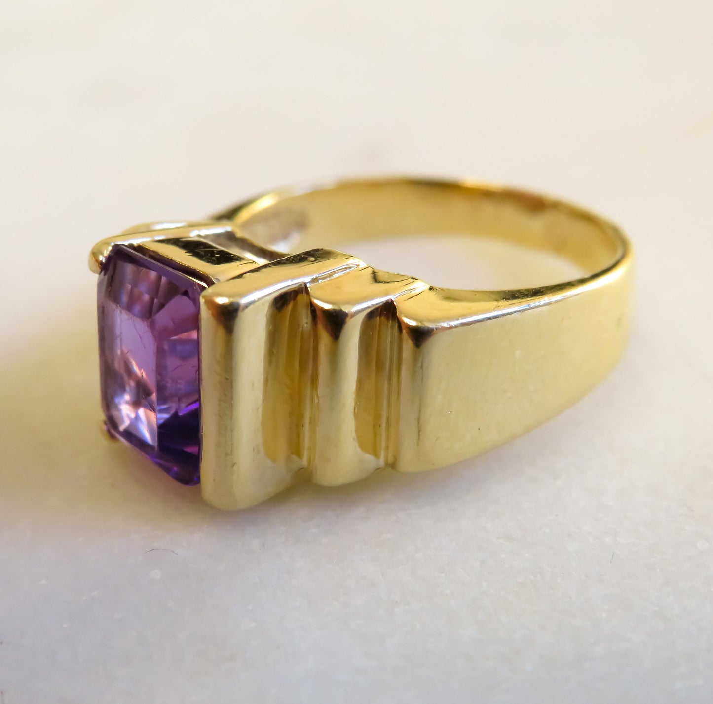 Mid Century Amethyst and Diamond Ring