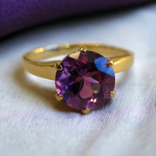 Old Cut Amethyst Solitaire Ring