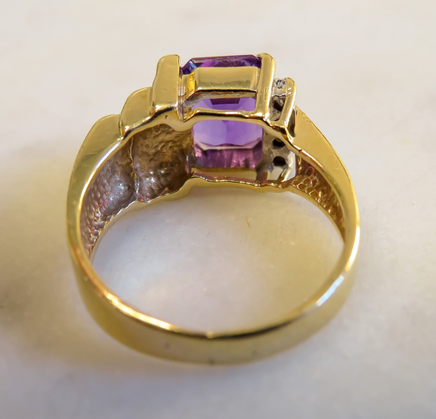 Mid Century Amethyst and Diamond Ring