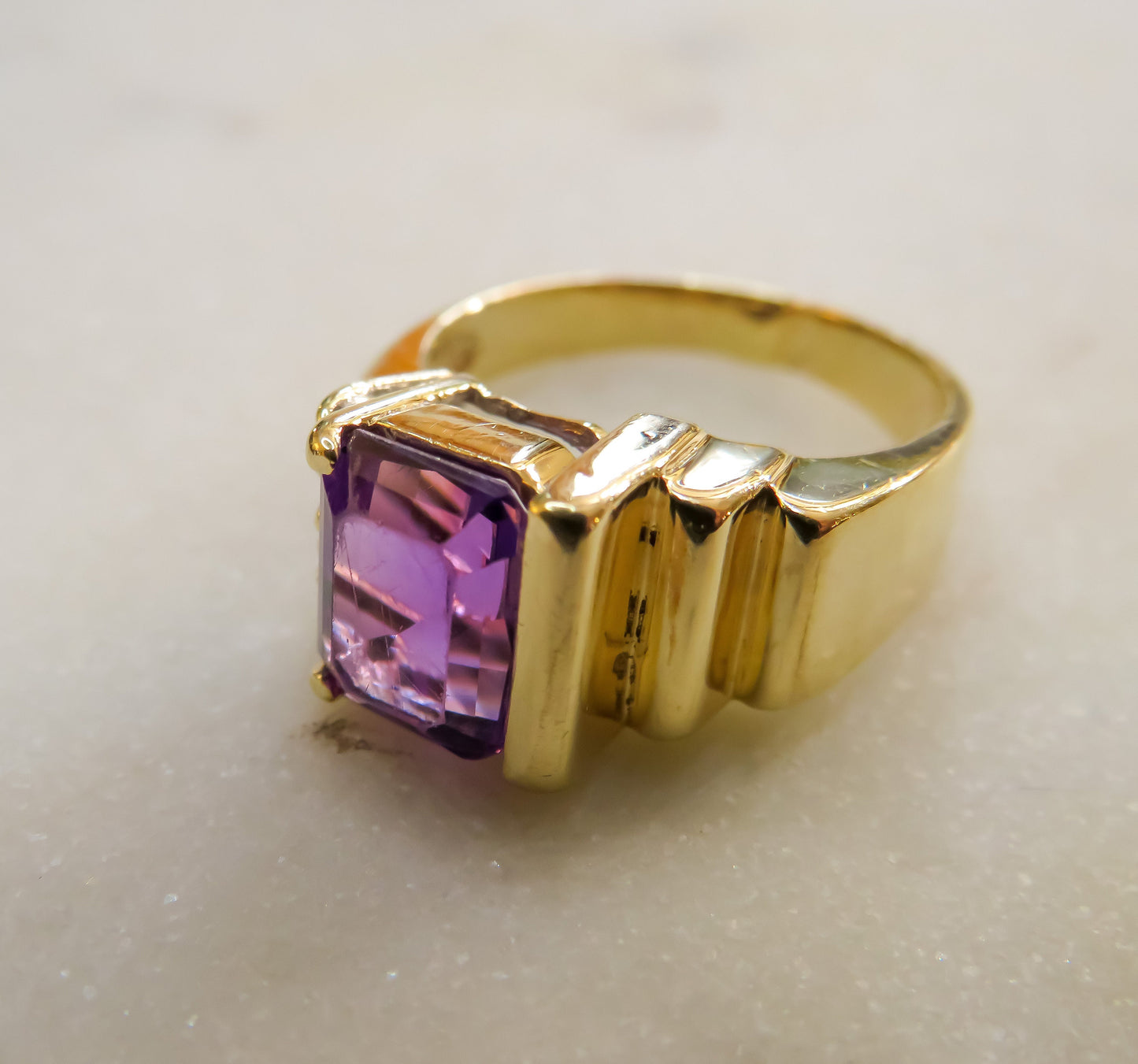 Mid Century Amethyst and Diamond Ring