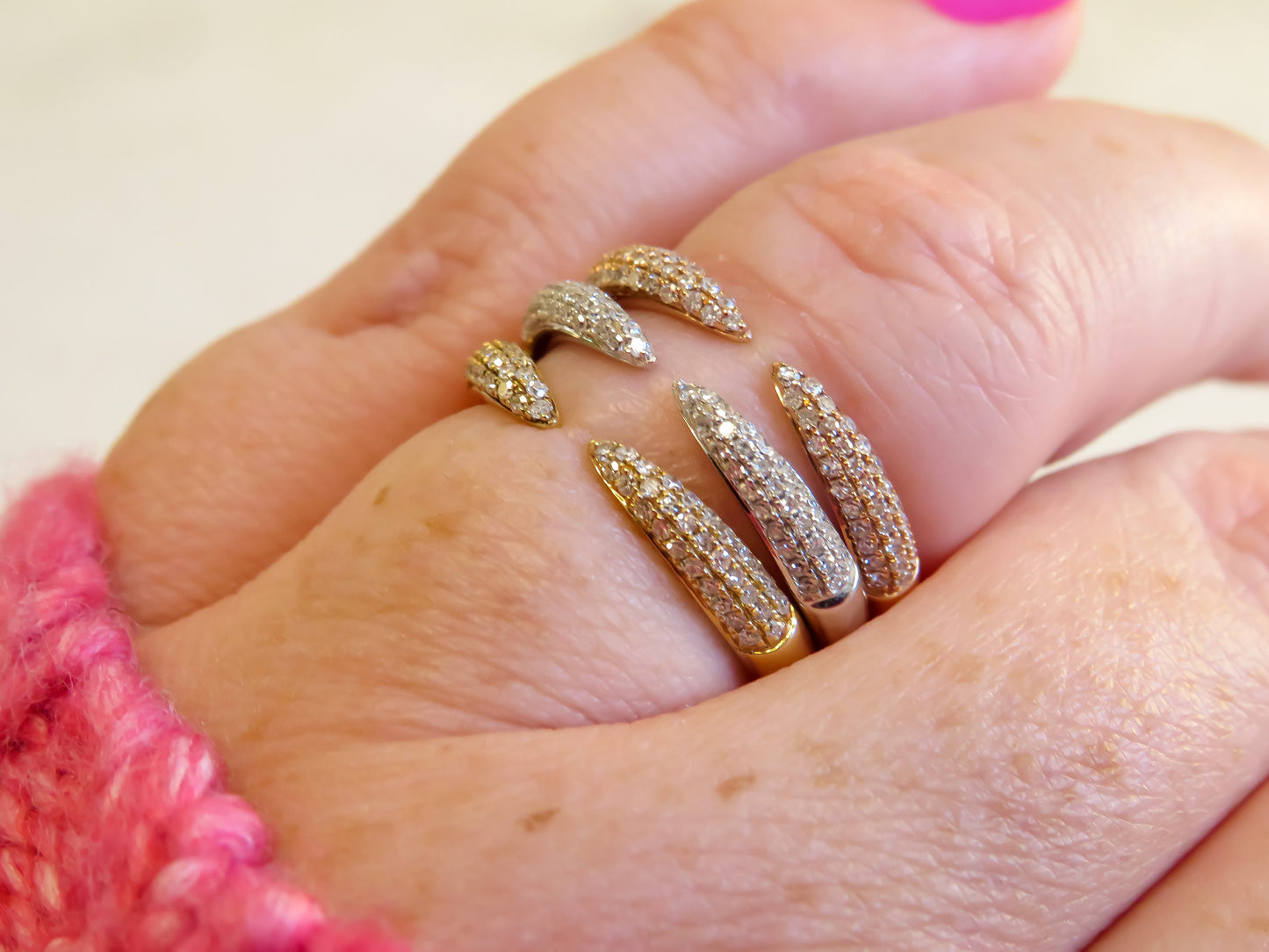 Set of Three Pave Diamond Stacking Rings