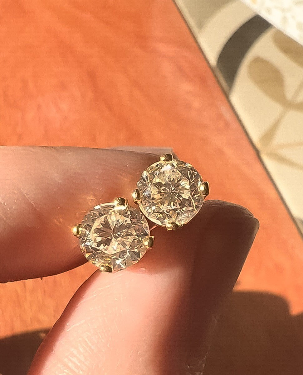 Vintage Two Carat Diamond Stud Earrings