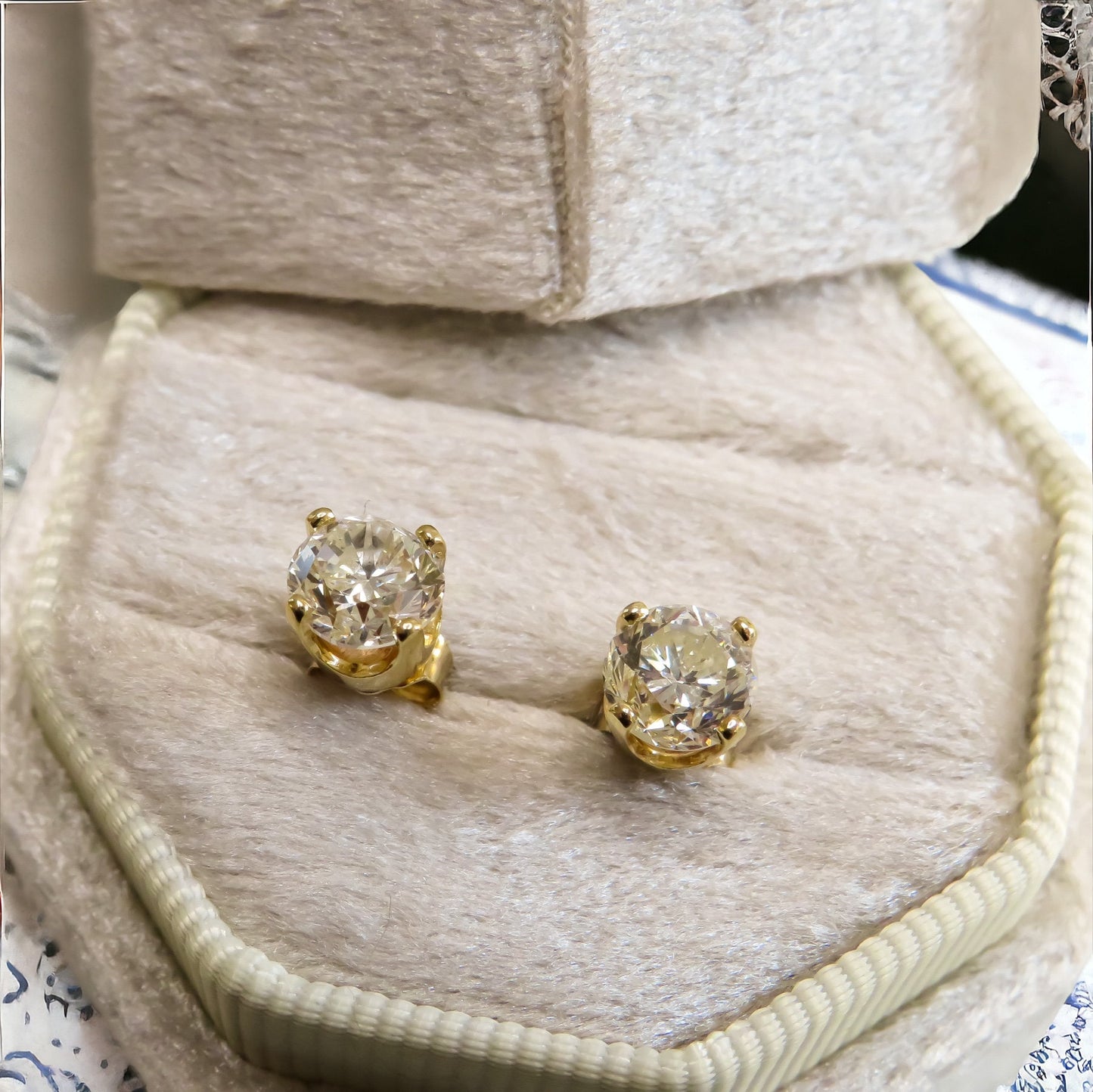 Vintage Two Carat Diamond Stud Earrings