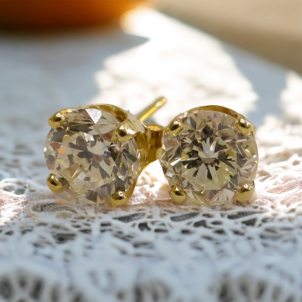 Vintage Two Carat Diamond Stud Earrings