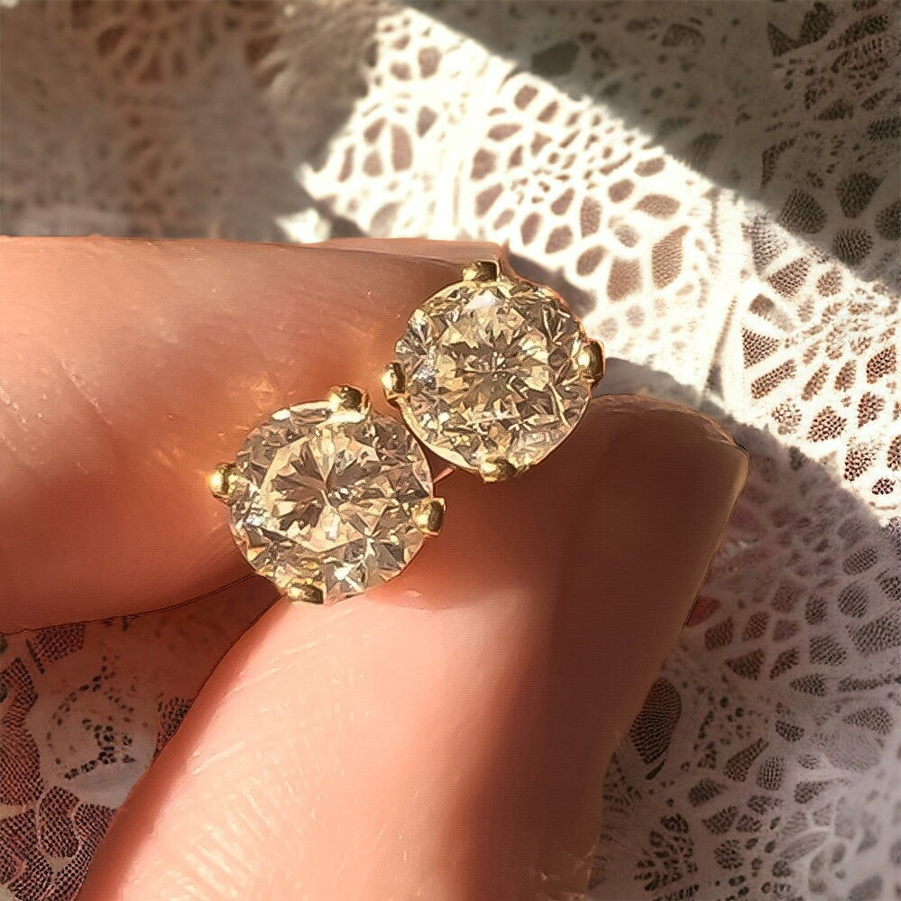 Vintage Two Carat Diamond Stud Earrings