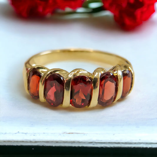 Garnet Five Stone Ring