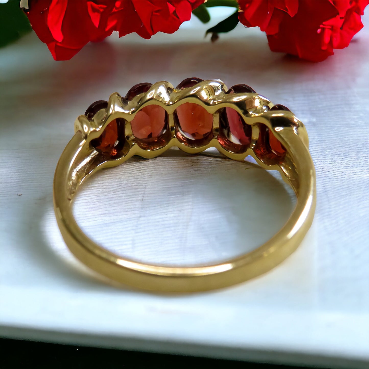 Garnet Five Stone Ring