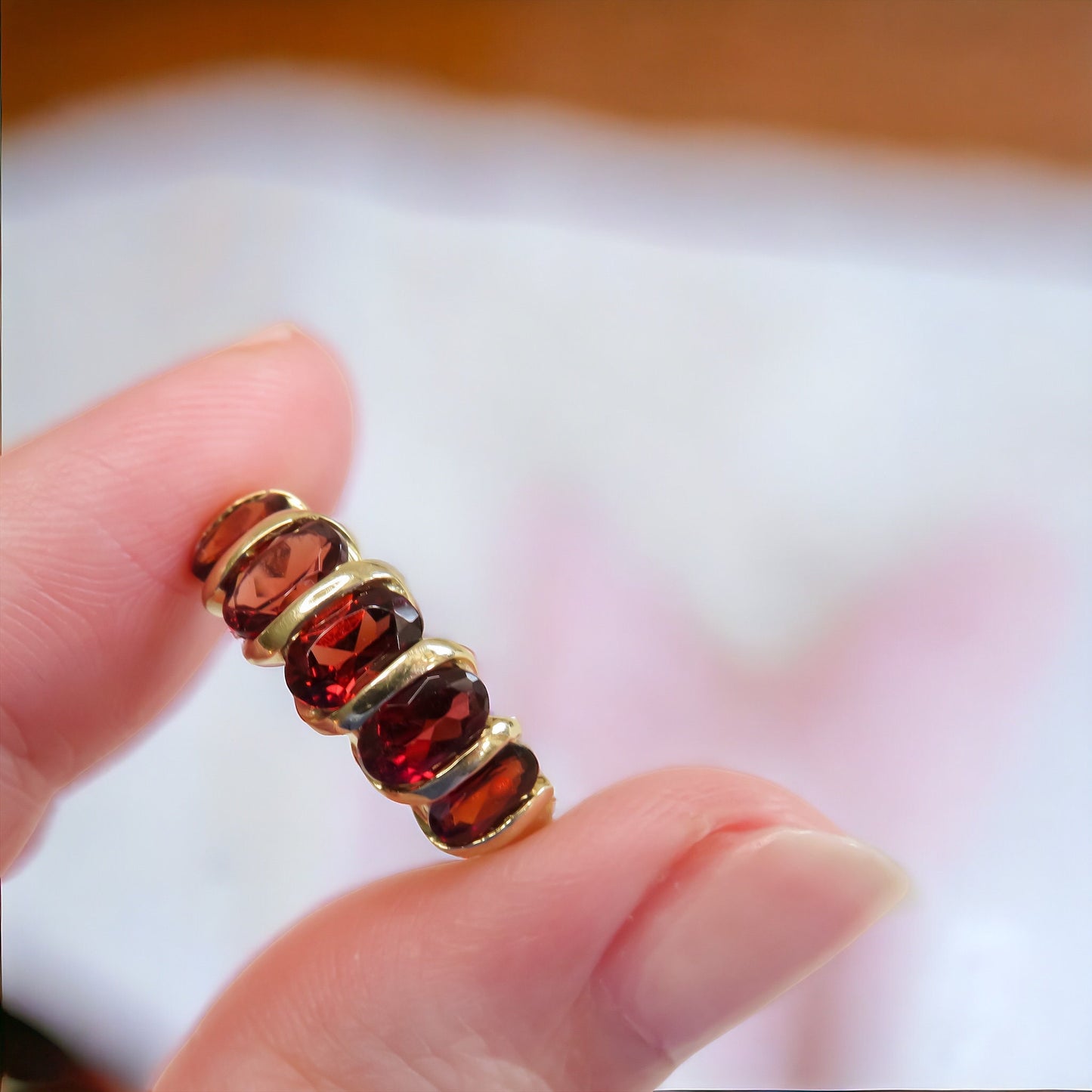 Garnet Five Stone Ring